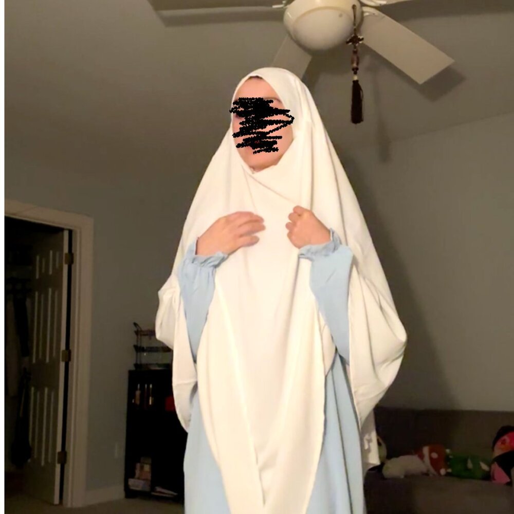 LONG WHITE DIAMOND KHIMAR - NIDHA EXTRA LONG